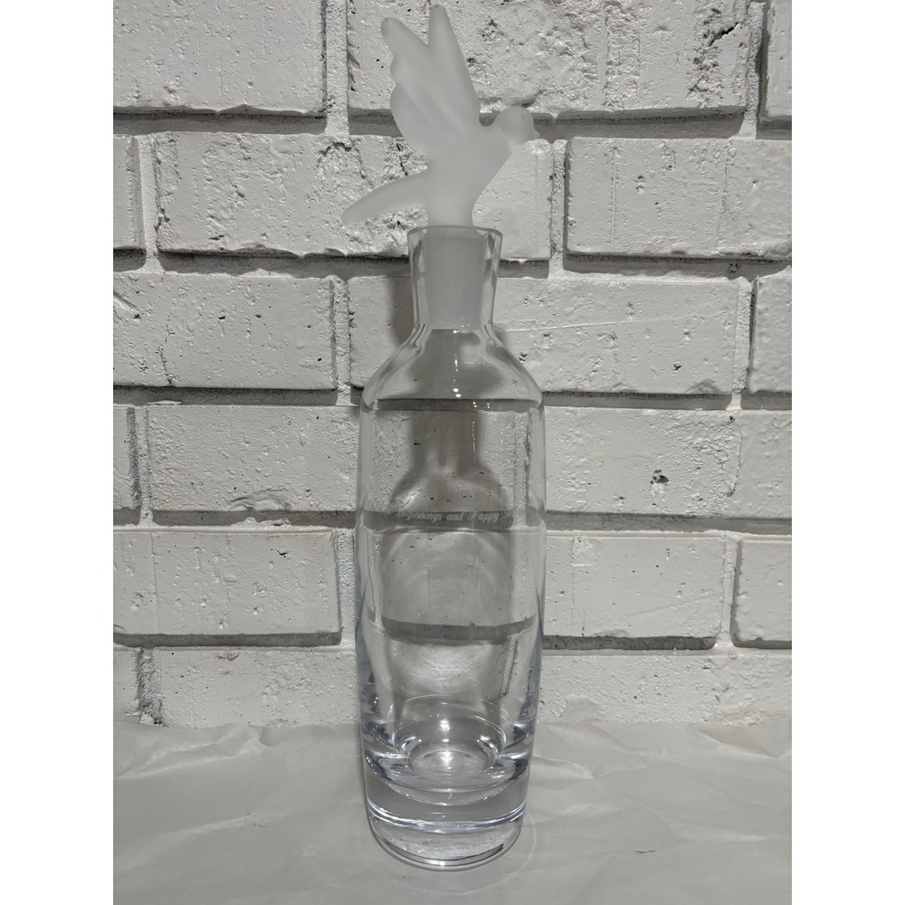 Mid-Century  Decanter With Frosted dove Stopper. New Beginnings Engraved